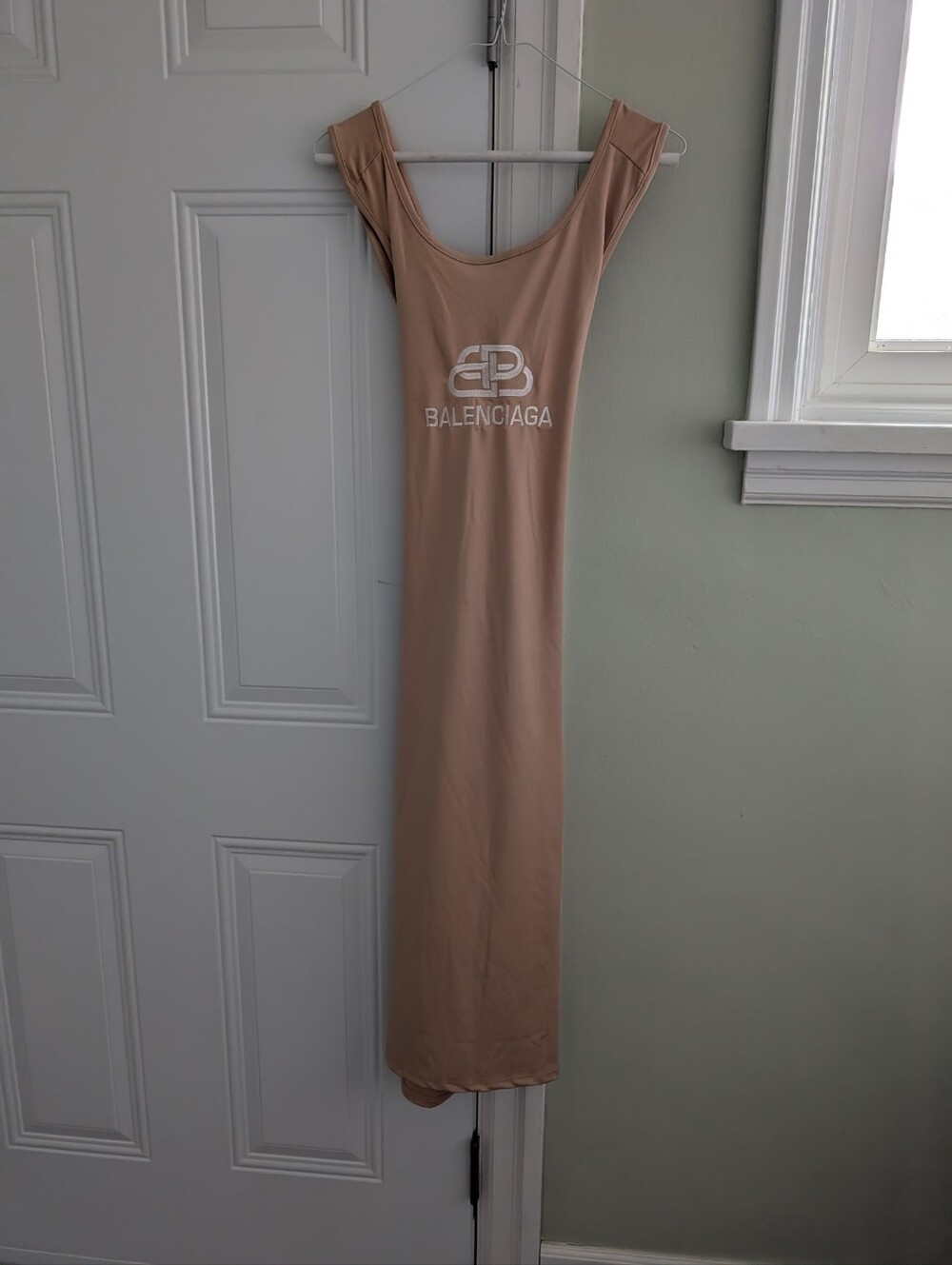 Balenciaga Beige Logo Maxi Dress